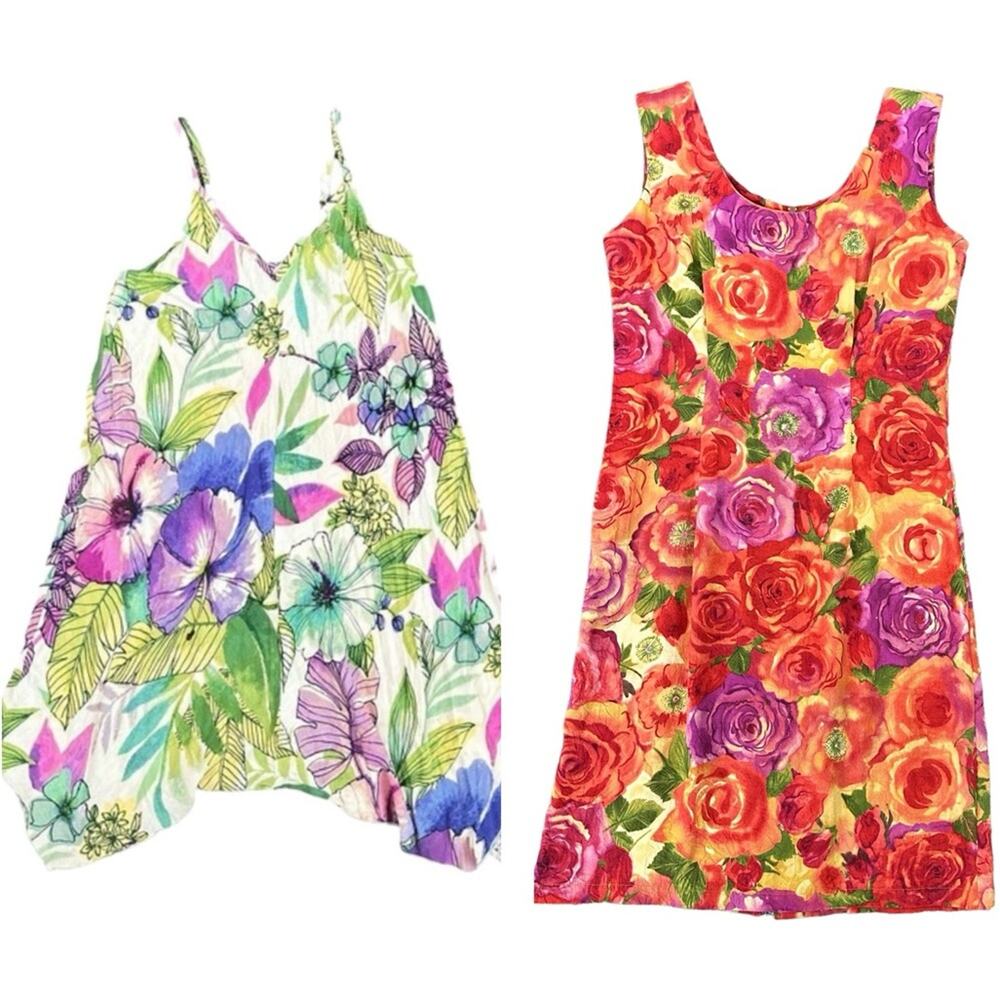 Jams World Dresses Hanky Hem Asymmetric Sea Grove Sleeveless Tropical Resort XS